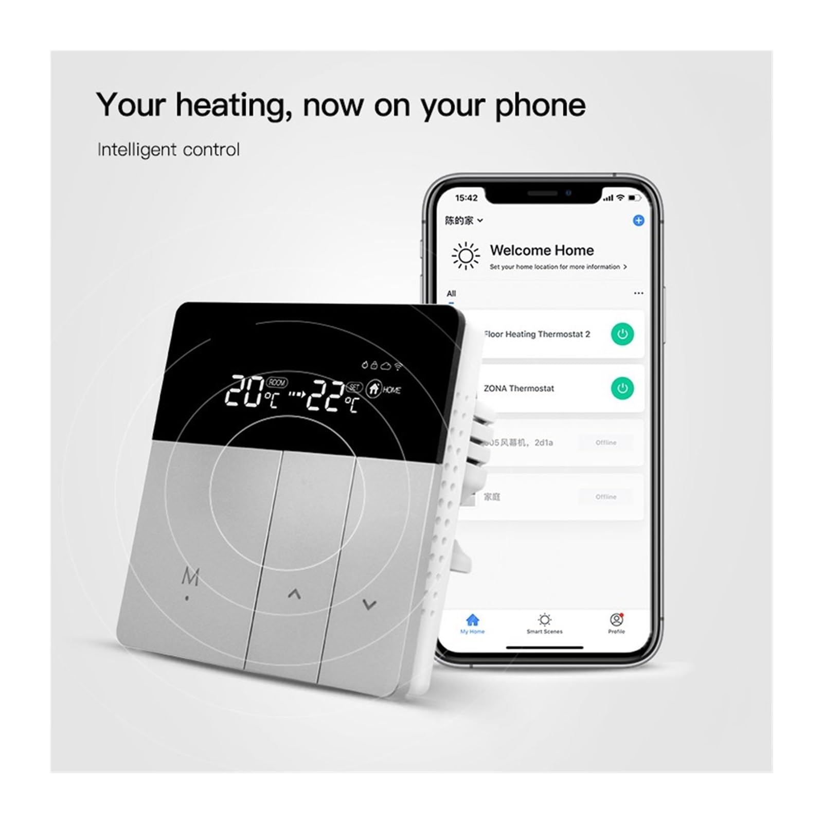 Termostat cyfrowy, Inteligentny termostat, regulator temperatury do wody w domu Elektryczny podłogowy kocioł gazowy Ogrzewanie Praca z APP(Smart Thermostat)
