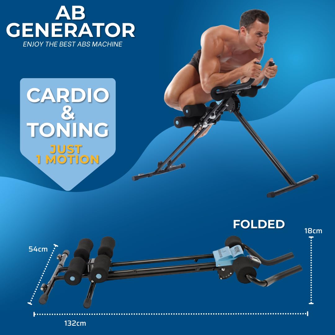 GYMFORM Appareil de Musculation AB Generator, Appareil de fitness + Cardio, 5 niveaux, Tonification des abdominaux, jambes, bras, un équipement complet et fonctionnel, Pour femmes et hommes