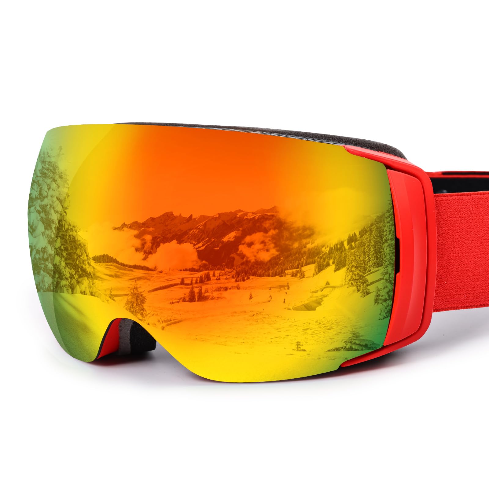 ORANZI Ski Goggles Men Women OTG Anti-Fog/Scratch 100% UV-Magnetic Lens-Snowboard Snow Goggles for Men & Women