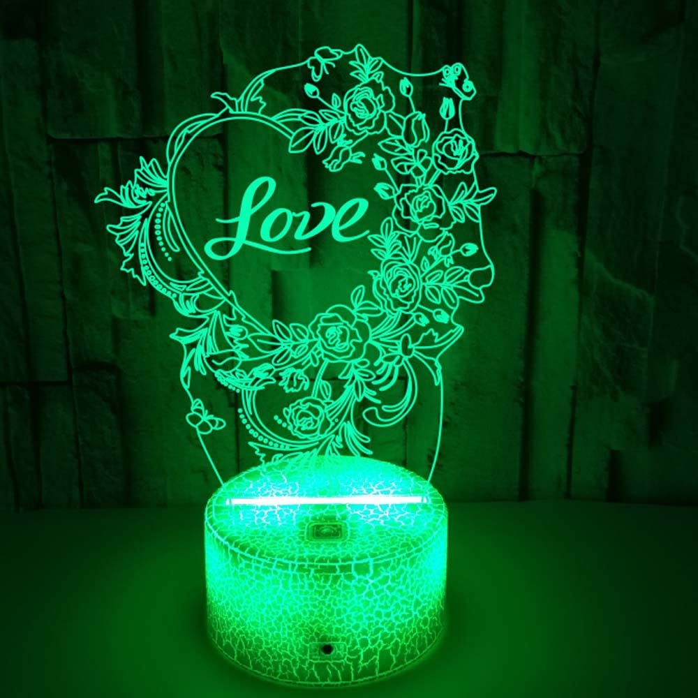Lampada Da Notte A Forma Di Cuore 3D Con Illusione Ottica, 7
