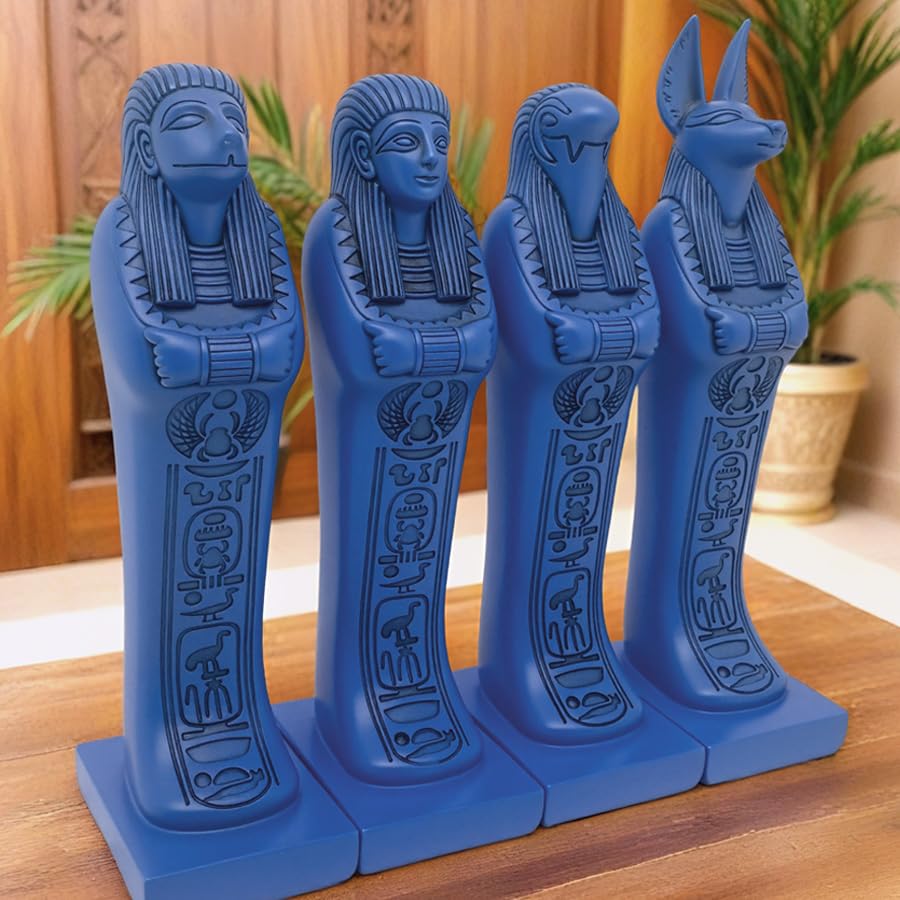 Juego de 4 estatuas de dioses egipcios en resina miniatura 3