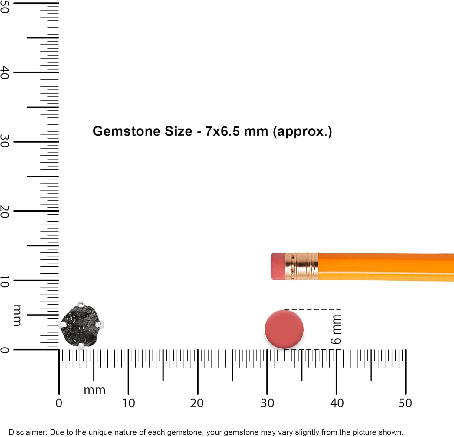 Raw Natural Gemstones Stud Earrings for Women in Sterling Silver, Birthstone Jewelry Gifts for Her Birthday, Anniversary, Graduation (Prong-Set, 6x5.5mm) - Image 3