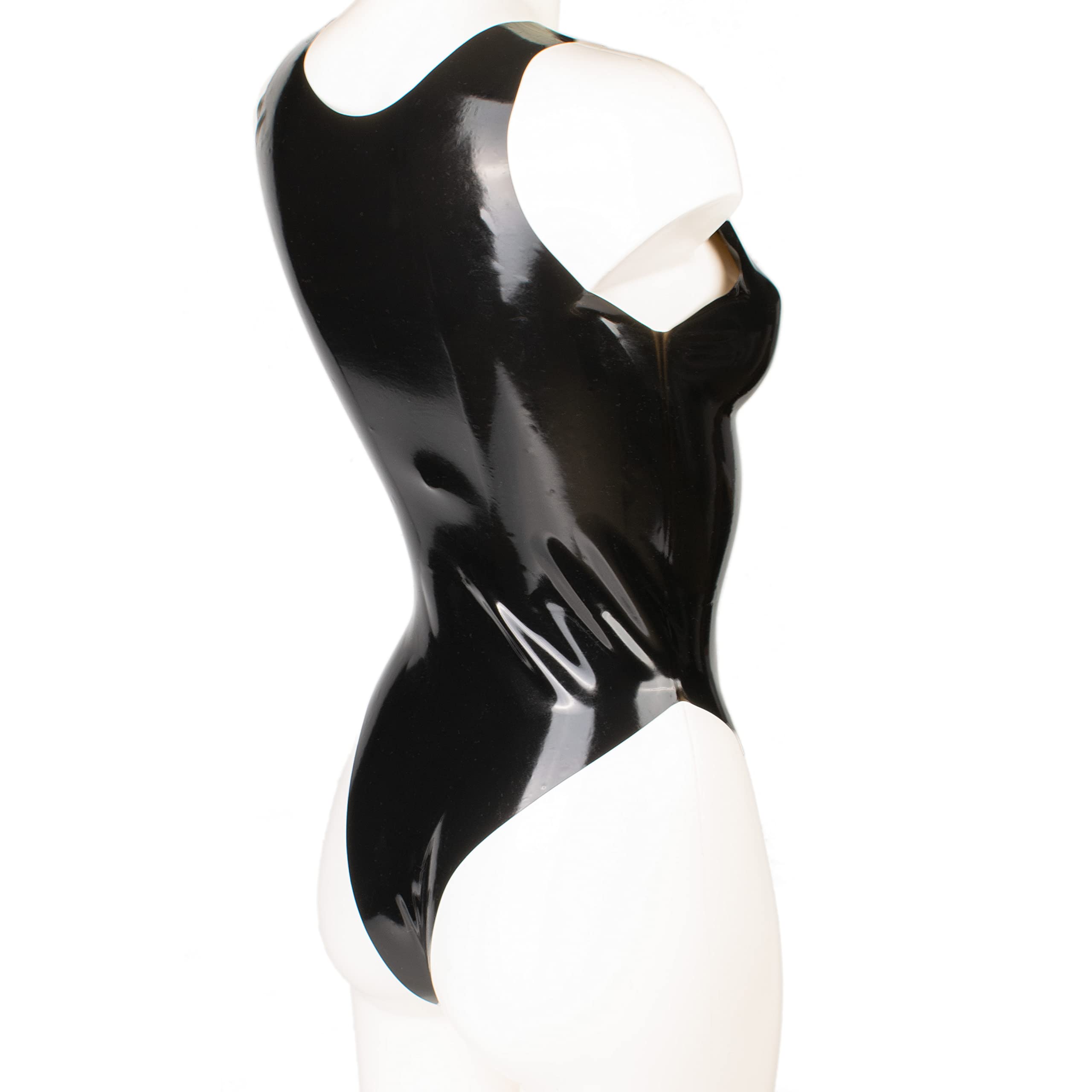 Rubberfashion Latex Body - Latexbody - V Ausschnitt schwarz 0.4mm XL