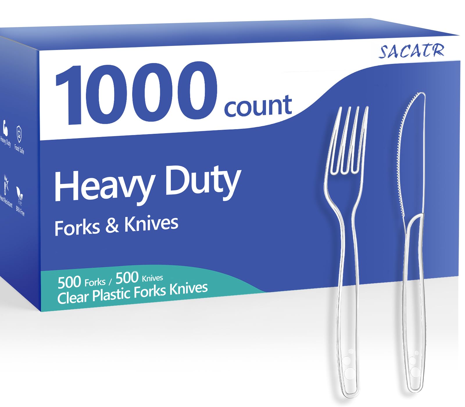 SACATR 1000 Count Plastic Forks Heavy Duty, Plastic Silverware Clear Forks, Premium Disposable Forks Bulk, BPA-Free, Heat Resistant, Suitable for Parties, Events and Everyday Use — Amazon image 13