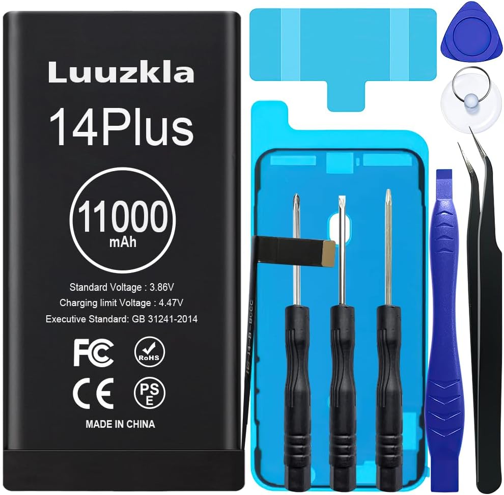 11000mAh (New Upgrade) Battery Compatible with iPhone 14 Plus, High Capacity Compatible with iPhone 14 Plus, with Tool Kits-0 Cycle High Capacity-24 Months Service(Not for 14/14Pro/14ProMax)