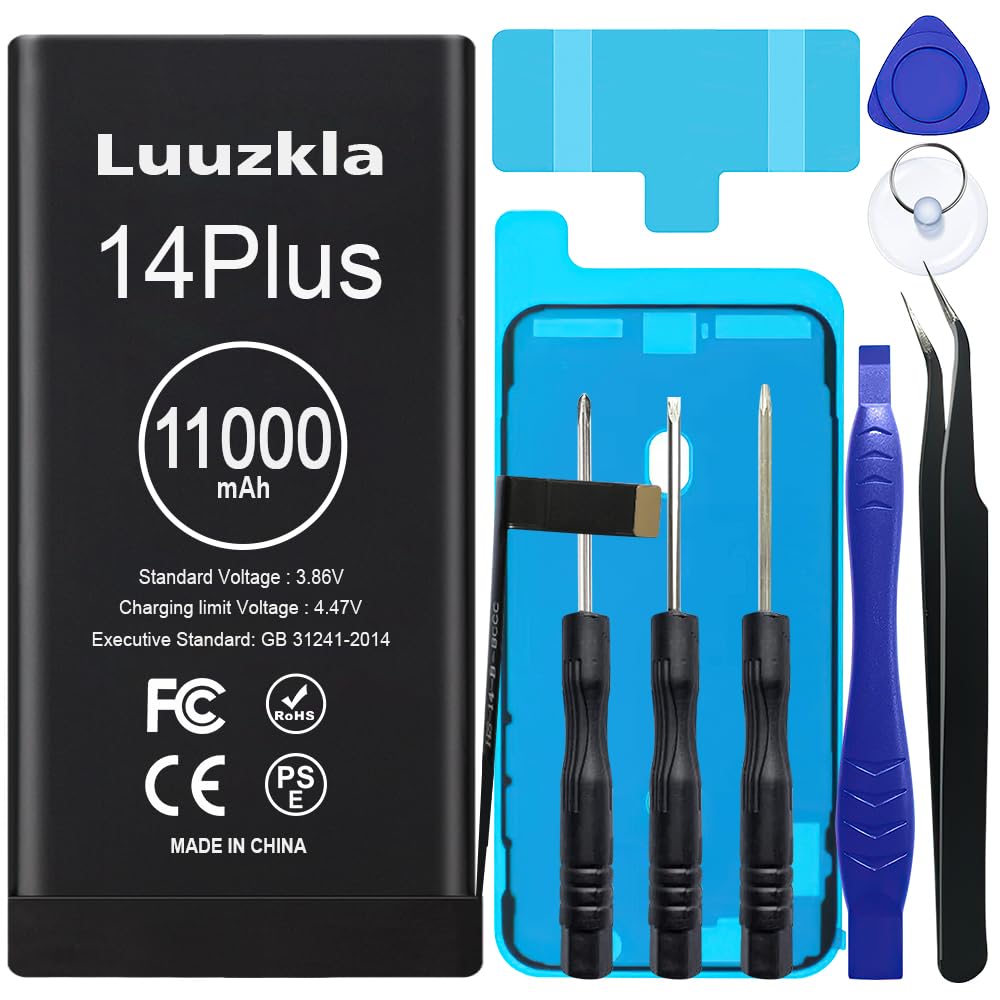 11000mAh (2024 New Upgrade) Battery Compatible with iPhone 14 Plus, Super Capacity Battery Compatible with iPhone 14 Plus, with Full Tool Kits-0 Cycle High Capacity-24 Months Service