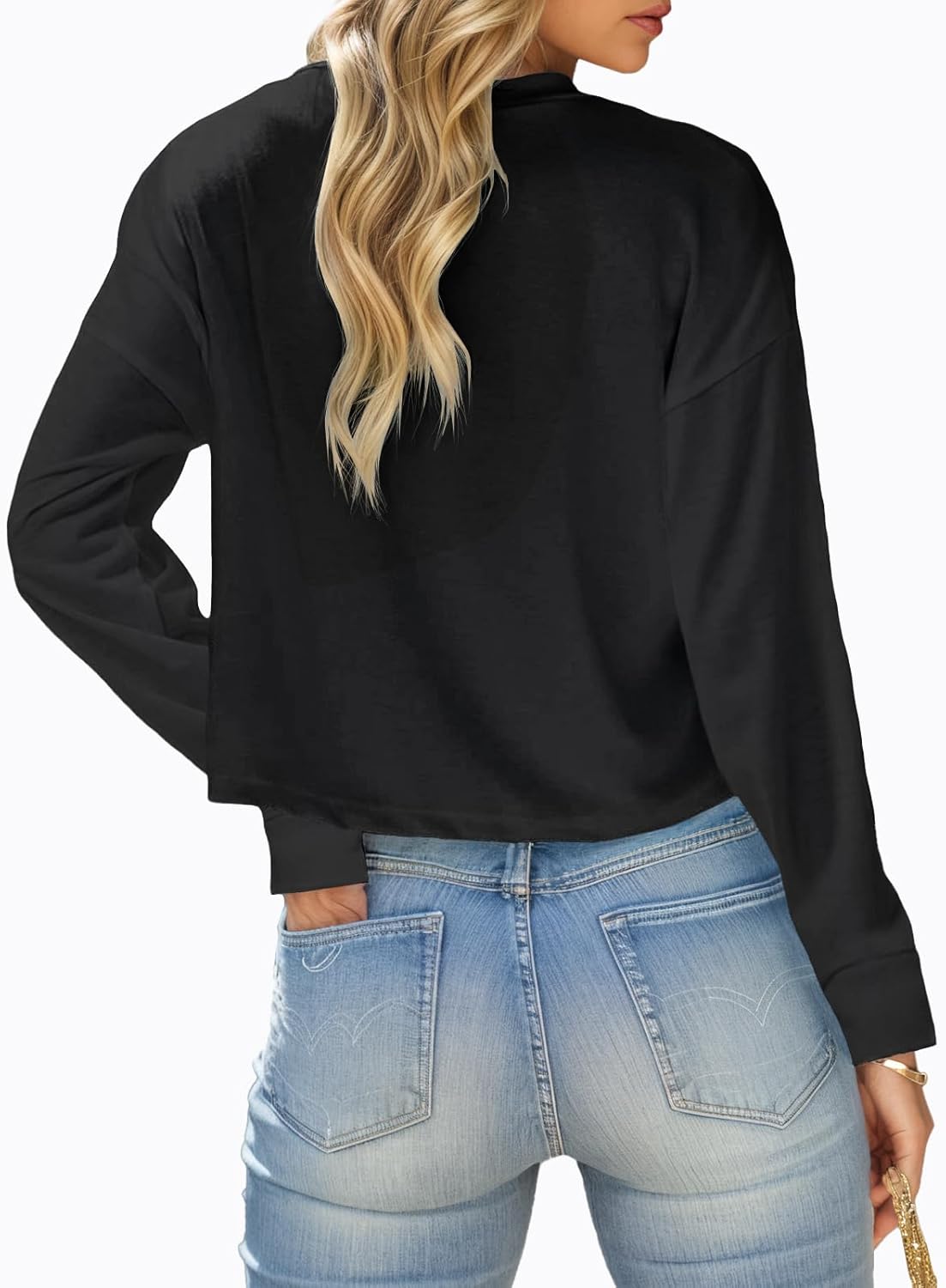 Tankaneo Womens V Neck Cropped T Shirts Casual Summer Crop Tops Half Sleeve Solid Color Crop Baisc Tees - Image 3