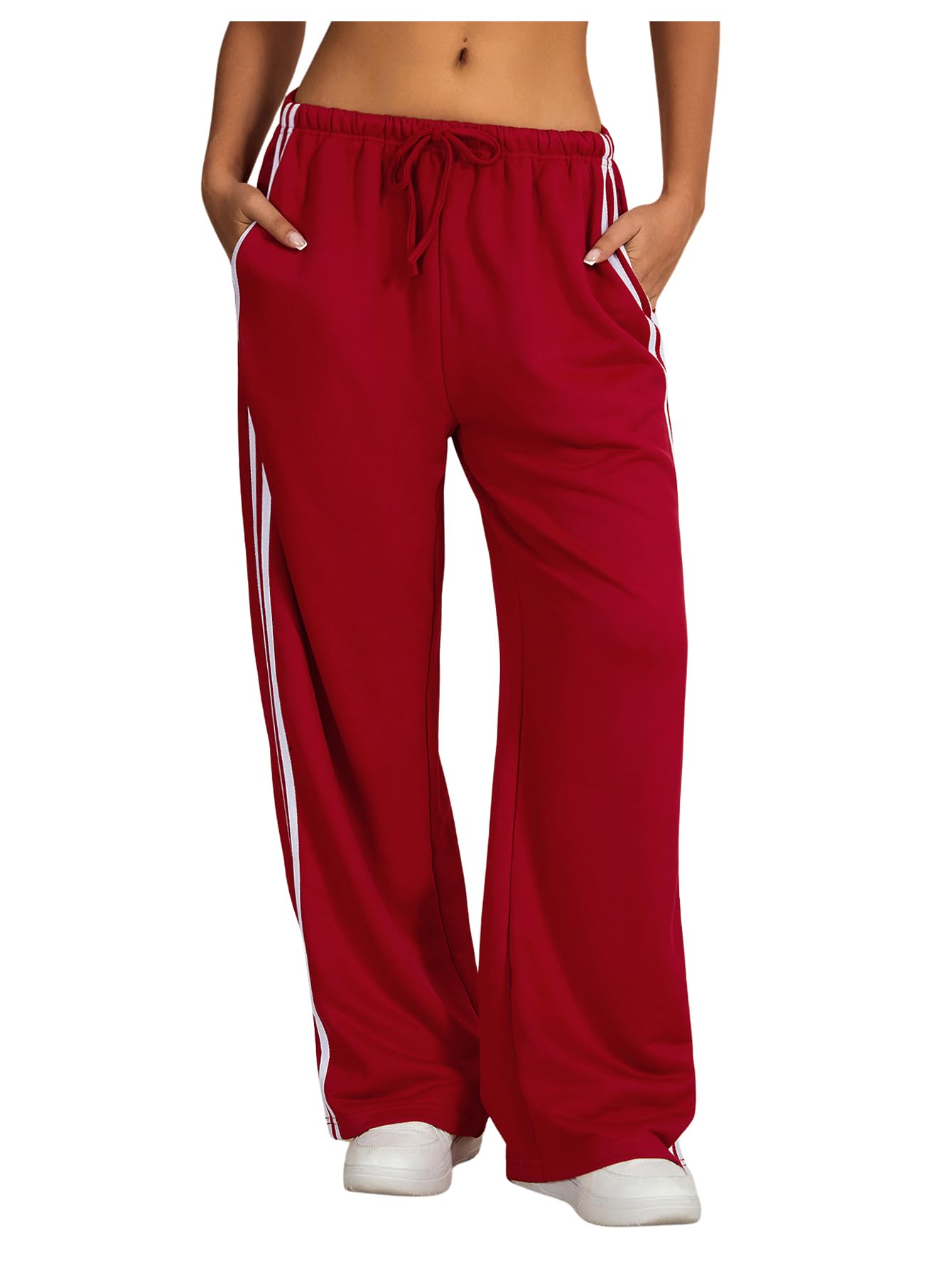 Women's Y2K Baggy Sweatpants Wide Leg Track Pants Striped Low Rise Drawstring Pant Joggers Streetwear