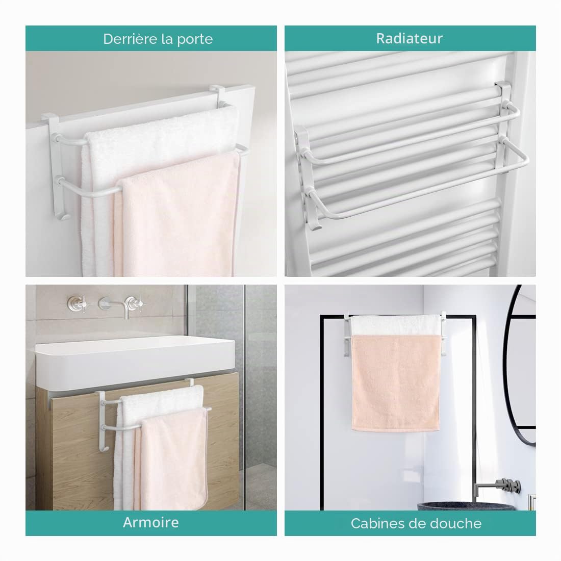 EMKE Double Porte-Serviettes, Porte-Serviettes à Suspendre sur la Porte de la Salle de Bain avec Crochets, en Acier Inoxydable, Grand Espace pour Cuisine, Toilettes, hôtel, Salle de Douche, radiateur