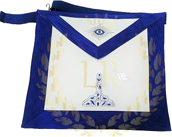The Lux Masonic Regalia Blue Lodge House Senior Warden Regular Machine Embroidered Apron White Faux Leather Blue Lodge Apron