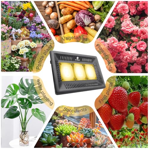 Image of Waterproof 300W LED Grow Light Full Spectrum, CFGROW 3500K White COB LED Grow Light, Natural Heat Dissipation Without Noise, Suitable for Plants All Growing Stage Indoor or Outdoor.