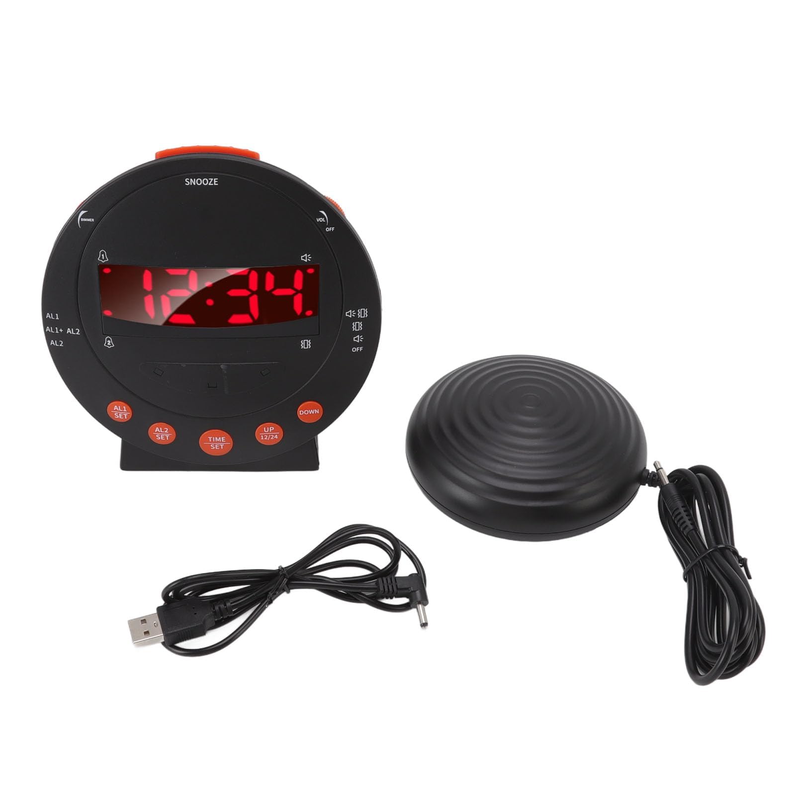 YWBL-WH Wecker, 113 Dezibel, Sonic-Vibrationswecker, Rotes Blinklicht, Super-Shaker, Extra Lauter Wecker für Studenten, Erwachsene, ältere Menschen