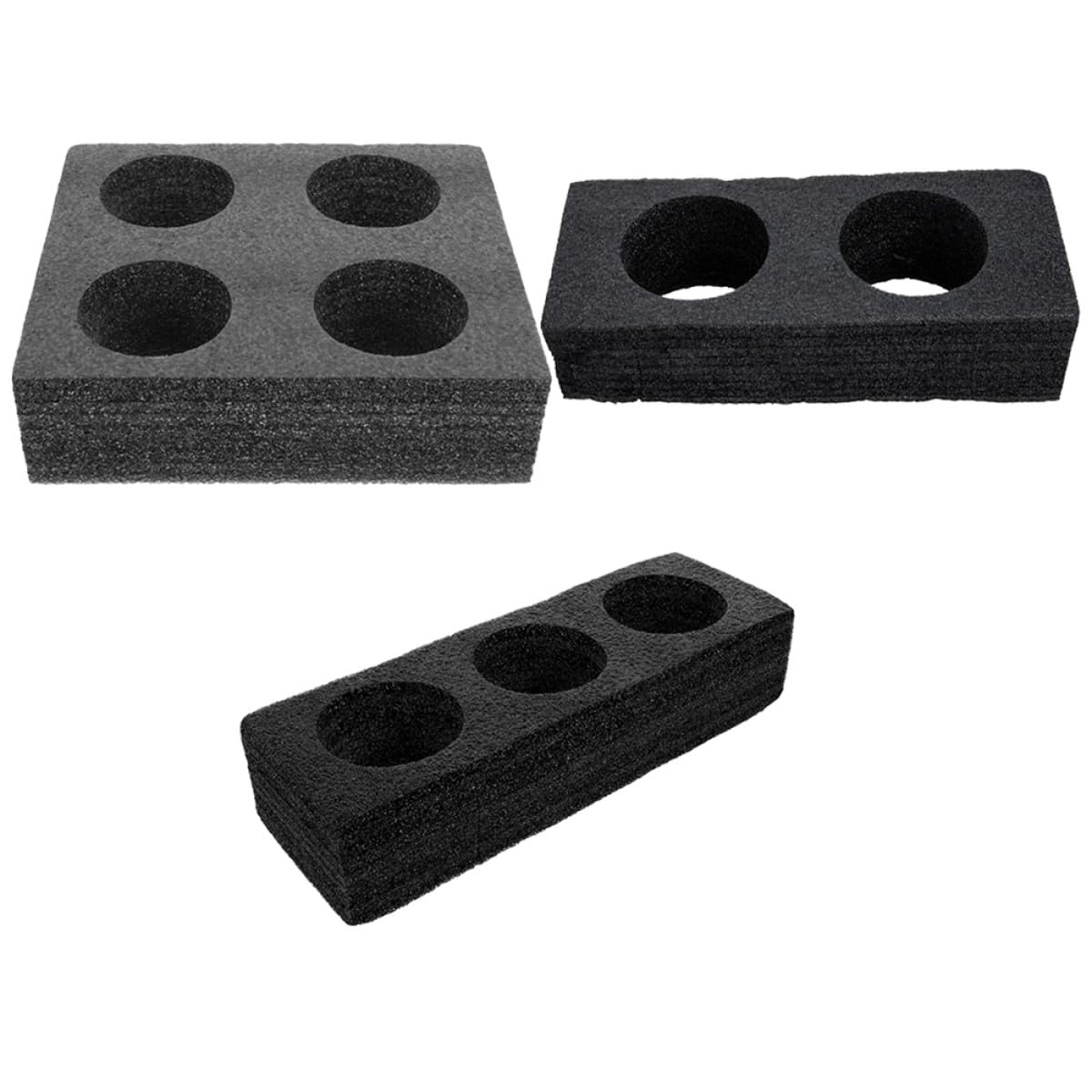 Healifty 3 Stück Schaumstoff Getränkebecherträger mit 2 bis 4 Loch Design Becherhalter für Tassen und Flaschen für Schreibtisch und Bar Schwarz Leicht und Wiederverwendbar