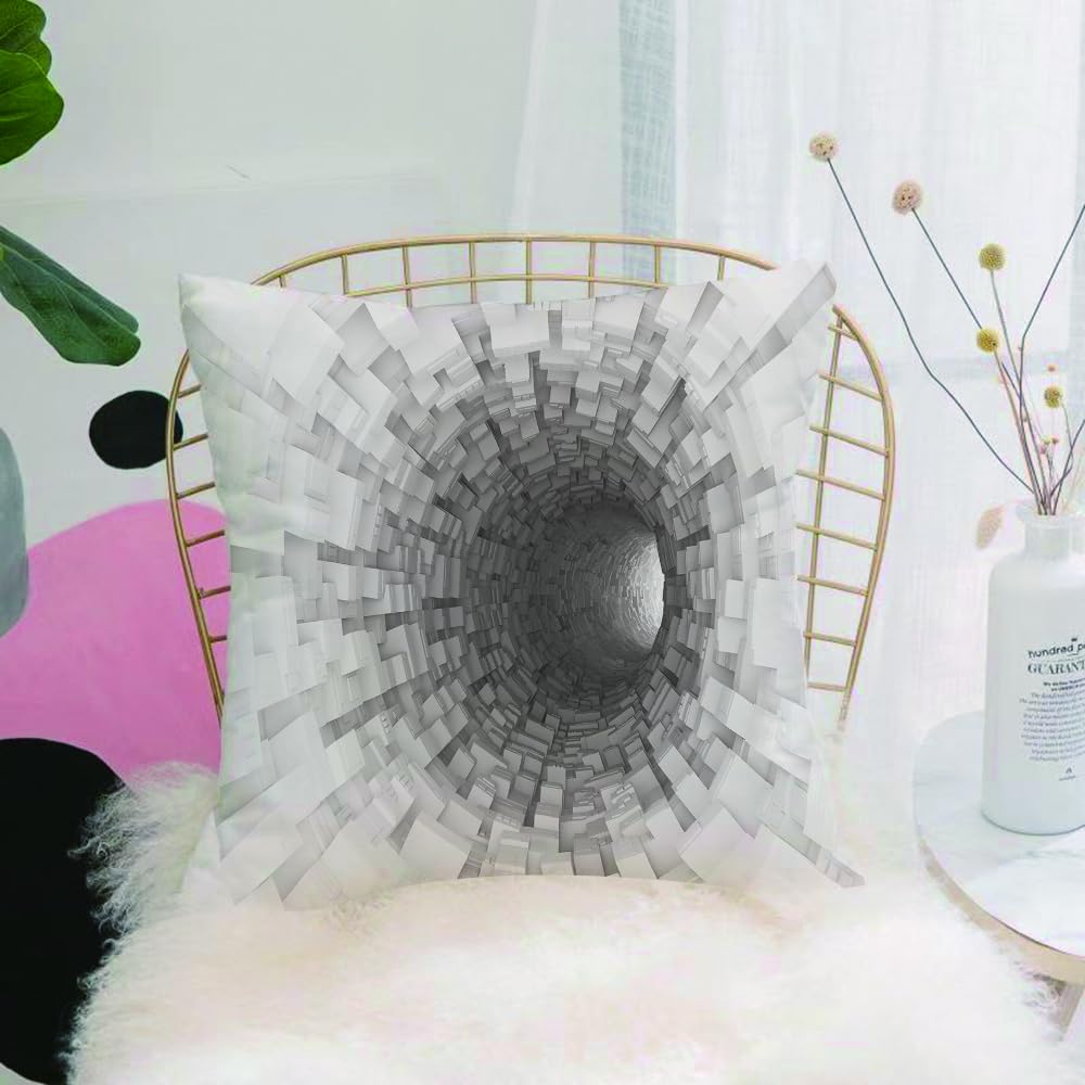Hyosxw Space Deco, Turning Tunnel Inside Endless Ho - A4 Cushion Cover,Throw Pillow Case Home Decorative For Living Room Bedroom Sofa Chair 18X18 Inch,Space Deco, Turning Tunnel Inside Endless Hole Magnetic Field Deep Space Digita,Pillowcase 45X45cm