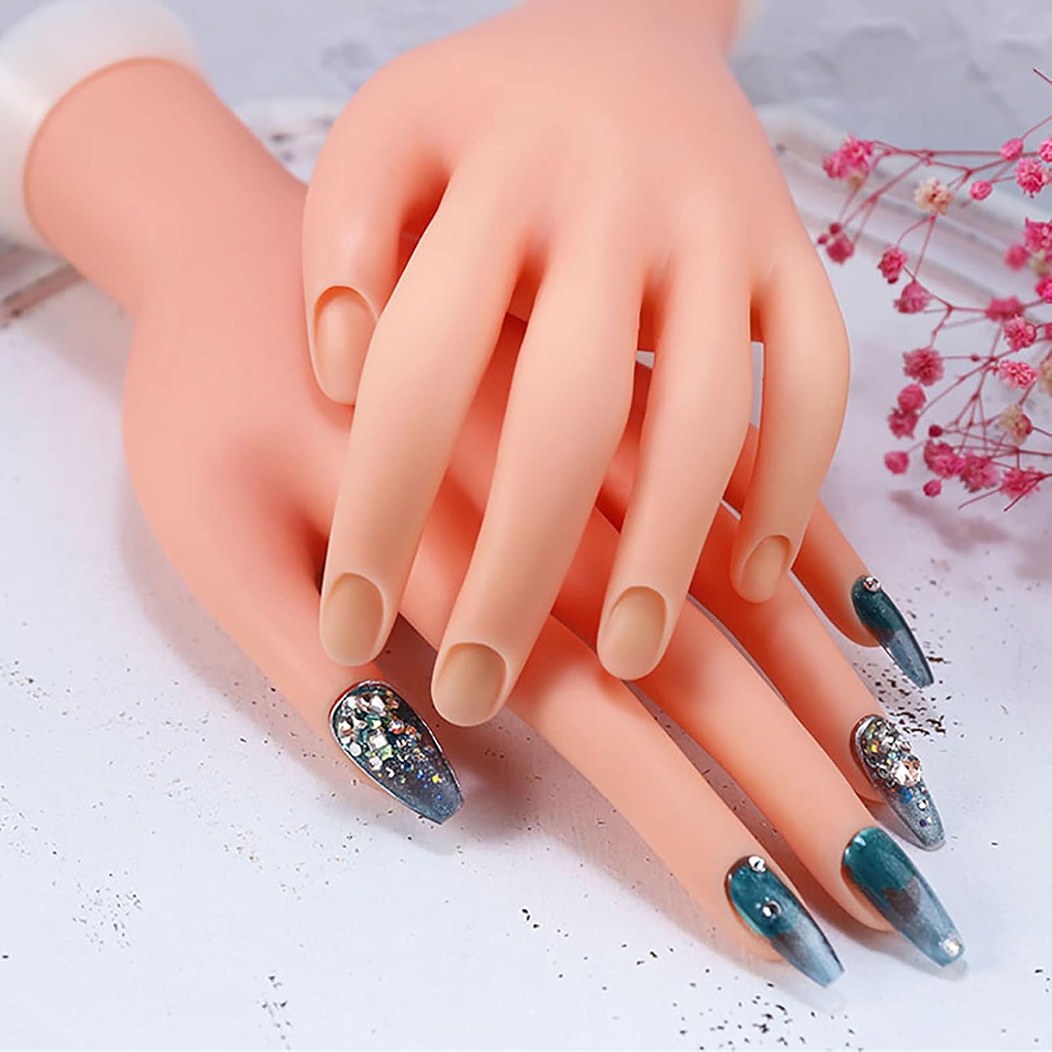 Manicure Plastic Hand Feet Set for Acrylic Nails Nail Art UV Gel Training Display Model Tools Flexible Bendable Salon Manicure Tools