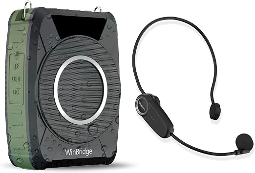 Waterproof Voice Amplifier with Wireless Microphone Headset M801 20W | Microphone with Speaker Portable Megaphone with Mic, Bluetooth Personal PA System for Teachers, Tour Guide, Singing, Elderly