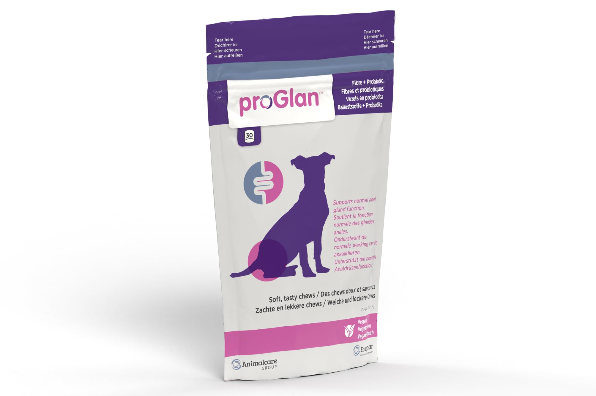 ecuphar proGlan Chews | Confezione Tripla | 3 x 30 pezzi | Integratore alimentare per cani | Per migliorare la consistenza delle feci e supportare il meccanismo di svuotamento delle ghiandole anali