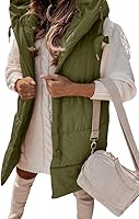 Vista 2 de Danedvi Chaleco de invierno con capucha para mujer, con cremallera lateral, casual, sin mangas, abrigo largo