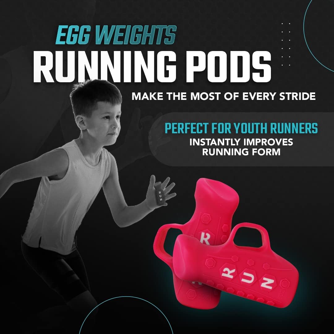 YOUTH Gripped Running Pods Handheld Weights Set Ergonomic with Anti-Slip Silicone Grip for Kids. PERFECT for Youth Sports Training - 2 Pods, 0.5 lbs each