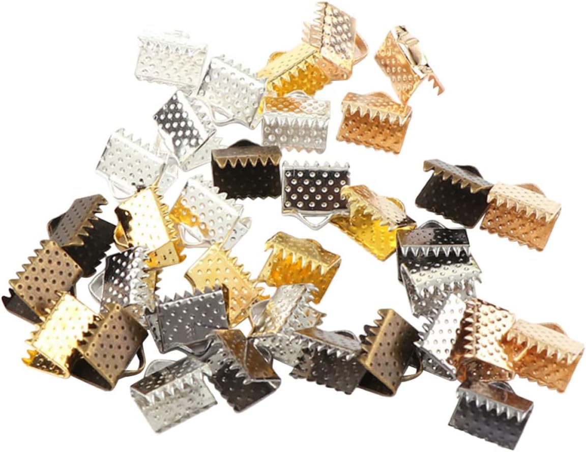 750pcs MM Plated Ribbon Ends Cord Ends for Jewelry Making Metal