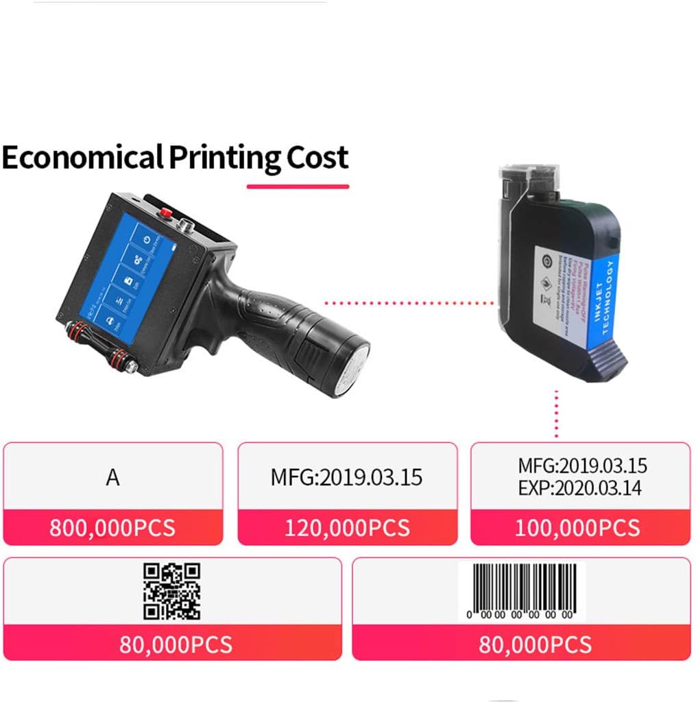 PEKOKO LB100S Intelligent Portable Hand Jet Handheld TIJ Thermal Inkjet Printer 12.7mm Online QR Bar Batch Date Number Coding Machine for Carton Box,Food Package,Drink Bottle