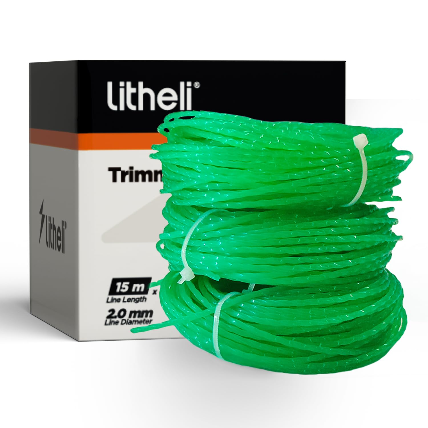 LiTHELi 2.0 mm Trimmer Line, Total 15m Nylon Mowing Line, Replacement Line/Line Spool suitable Lawn Trimmer (3pcs)