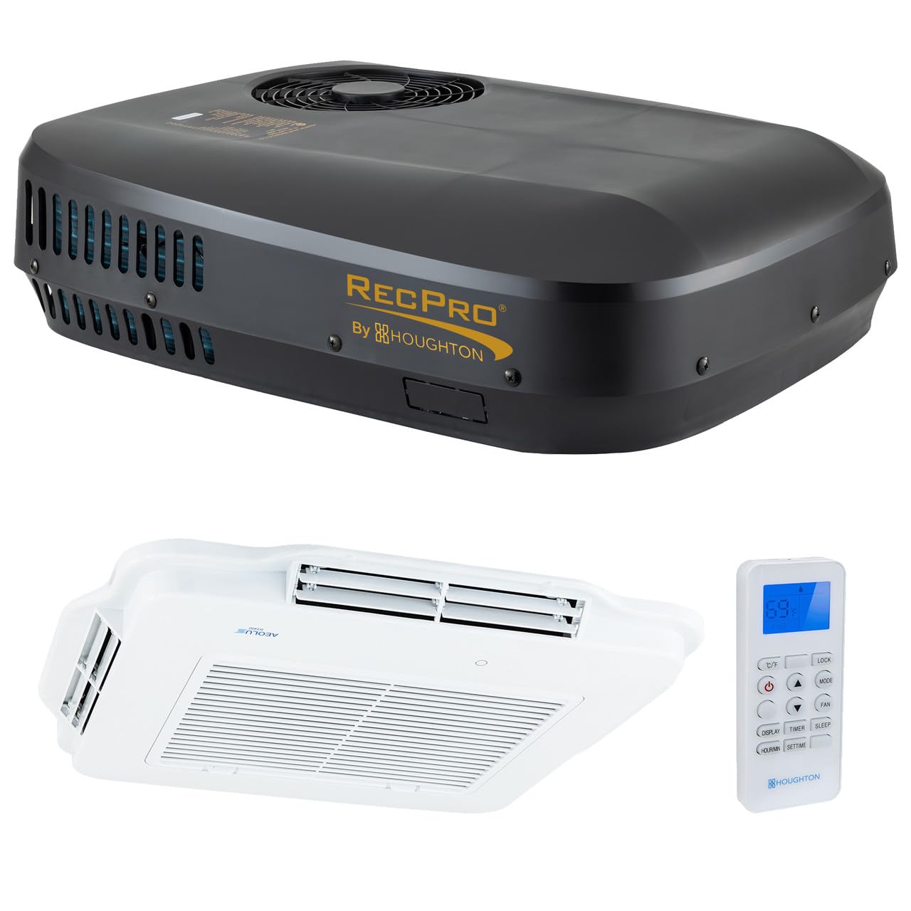RecPro RP-AC48V RV Air Conditioner, black exterior unit