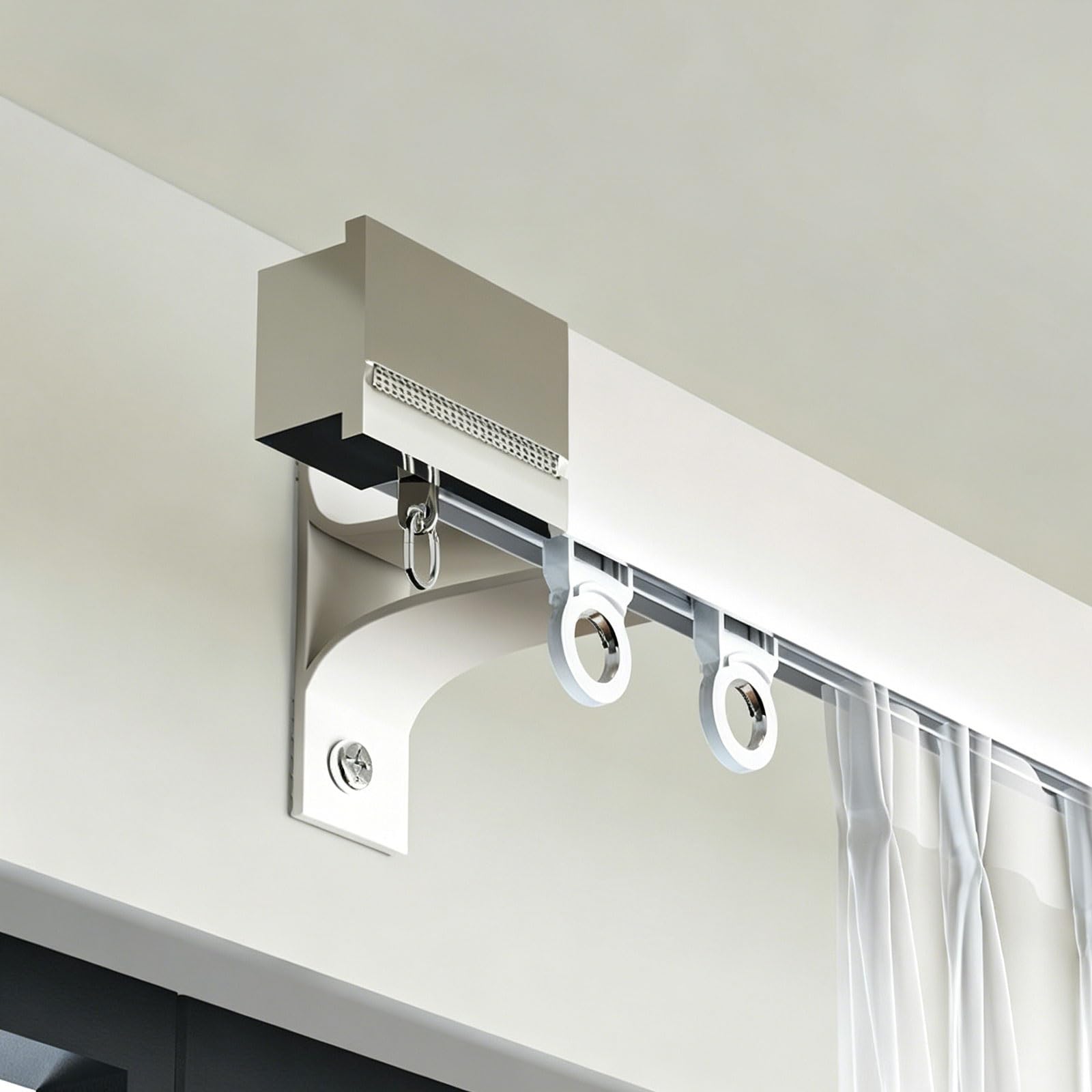 White Wall Mount Curtain Track Heavy Duty Aluminum Curtain Tracks Rods Silent Smooth Easy To Install Premium Strength Aluminum For Living Room, Bedroom(,1.2M/3.9Ft)