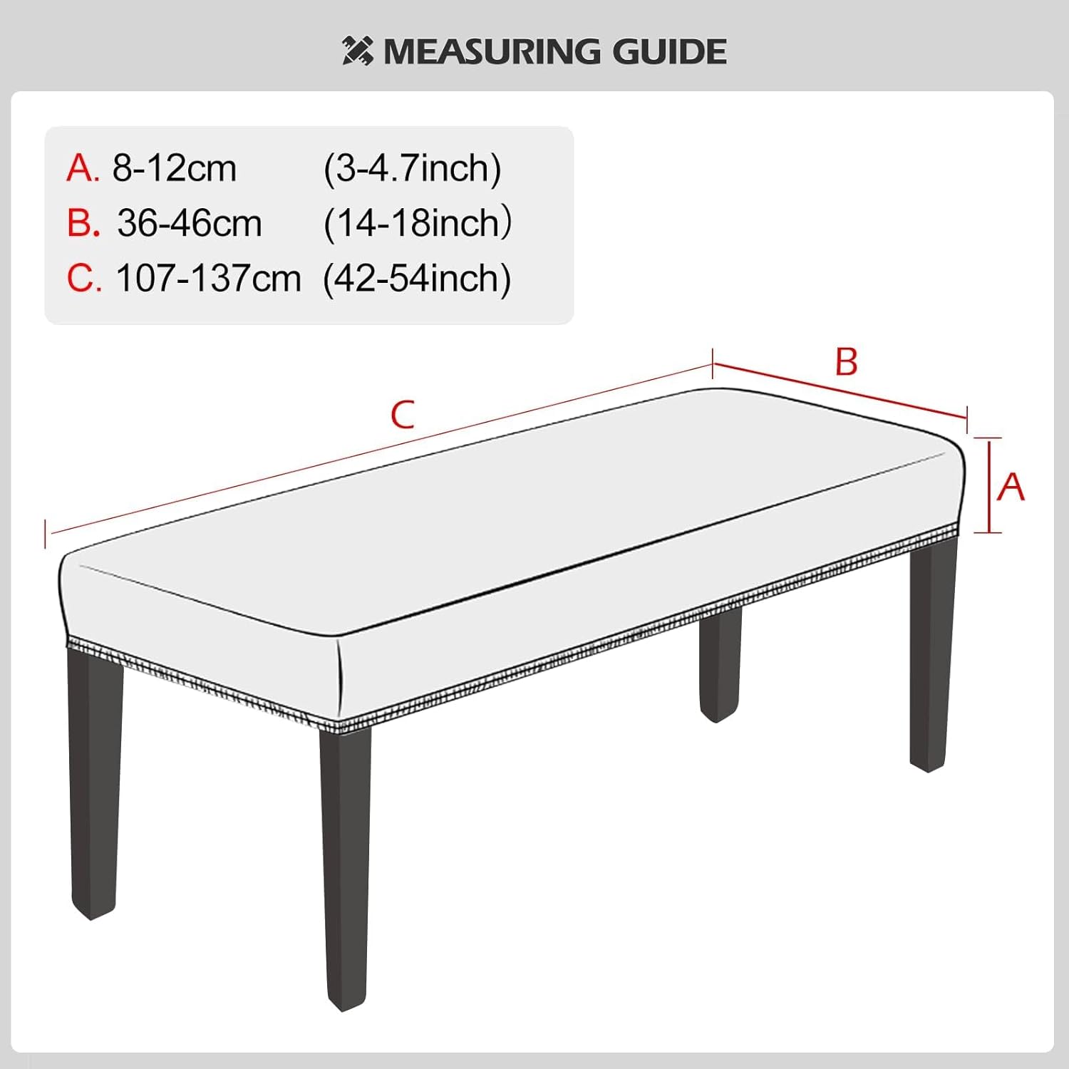 Lebaley Waterproof Stretch Jacquard Ottoman & Bench Cover Removable Washable Slipcover for 42-54 inch Rectangular Benches Dining Bench Covers Stretch Fit for Bar Stools and Chairs (Fits 14-18" Wide)