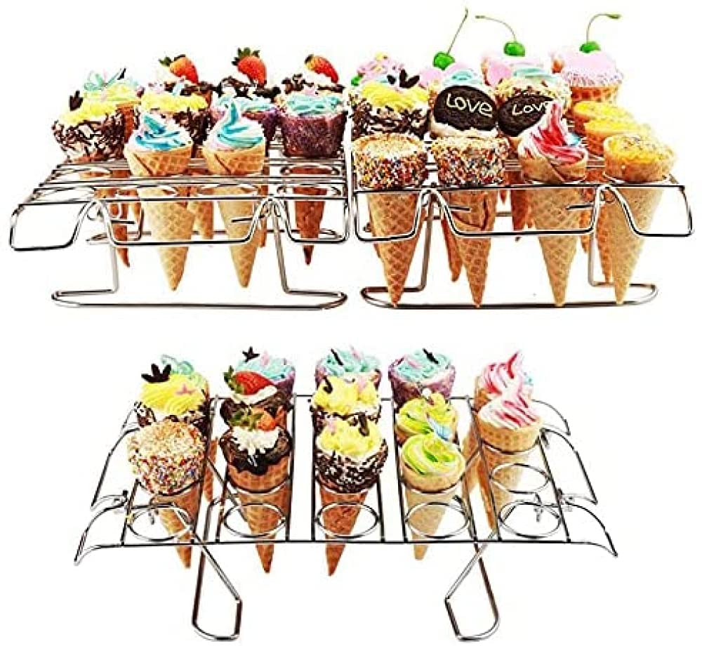 FBWSM Support de Cuisson de cône de Petit gâteau 12/16 Support de cône de crème glacée Support Plateau de pâtisserie de gâteau-16 Holes