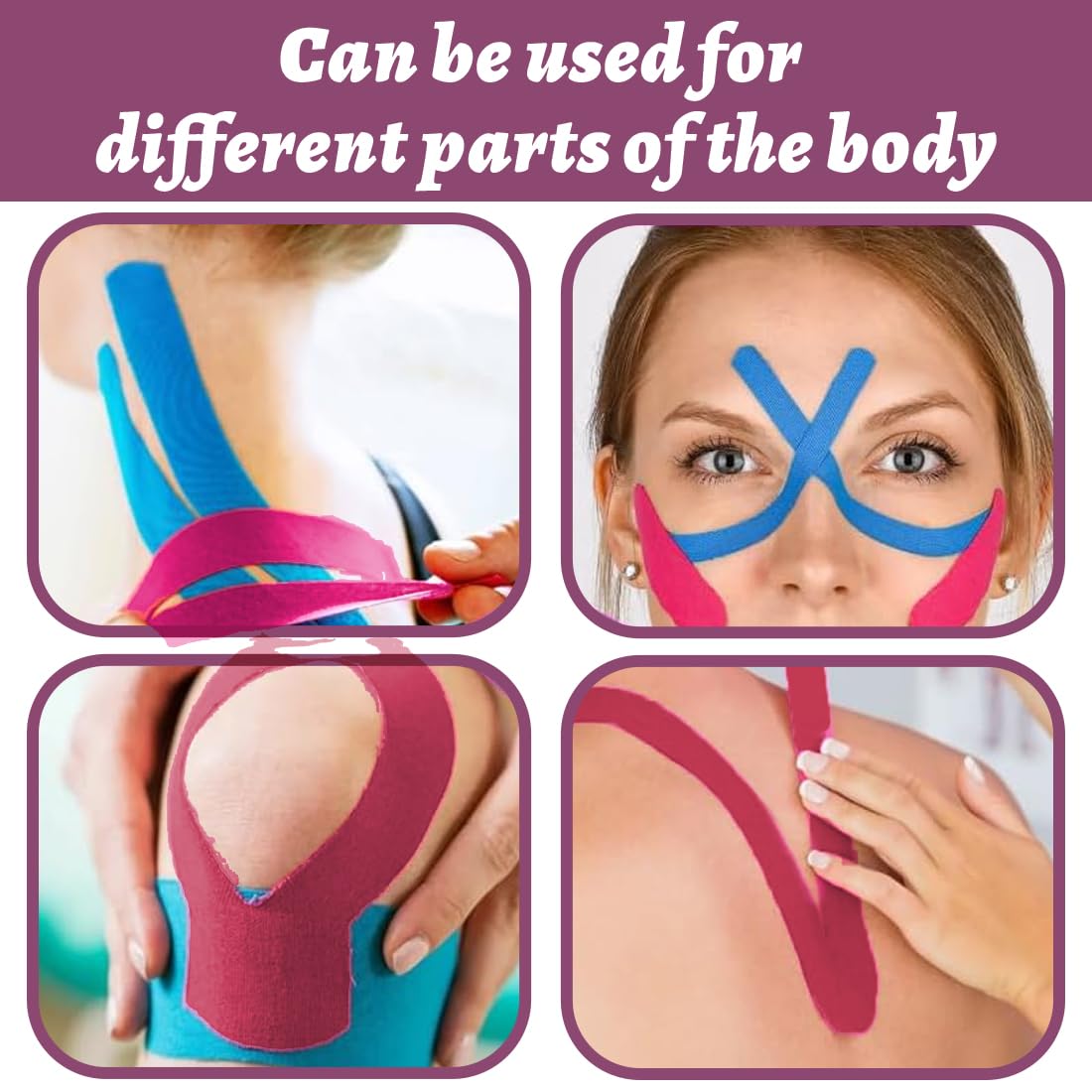 2 Piezas Cinta Lifting Facial Parches Antiarrugas Lifting Para Tonificar, Reafirmar Y Tensar La Piel Venda Piel Sensible (2.5Cm X 5M) (Rosa Y Azul Claro)