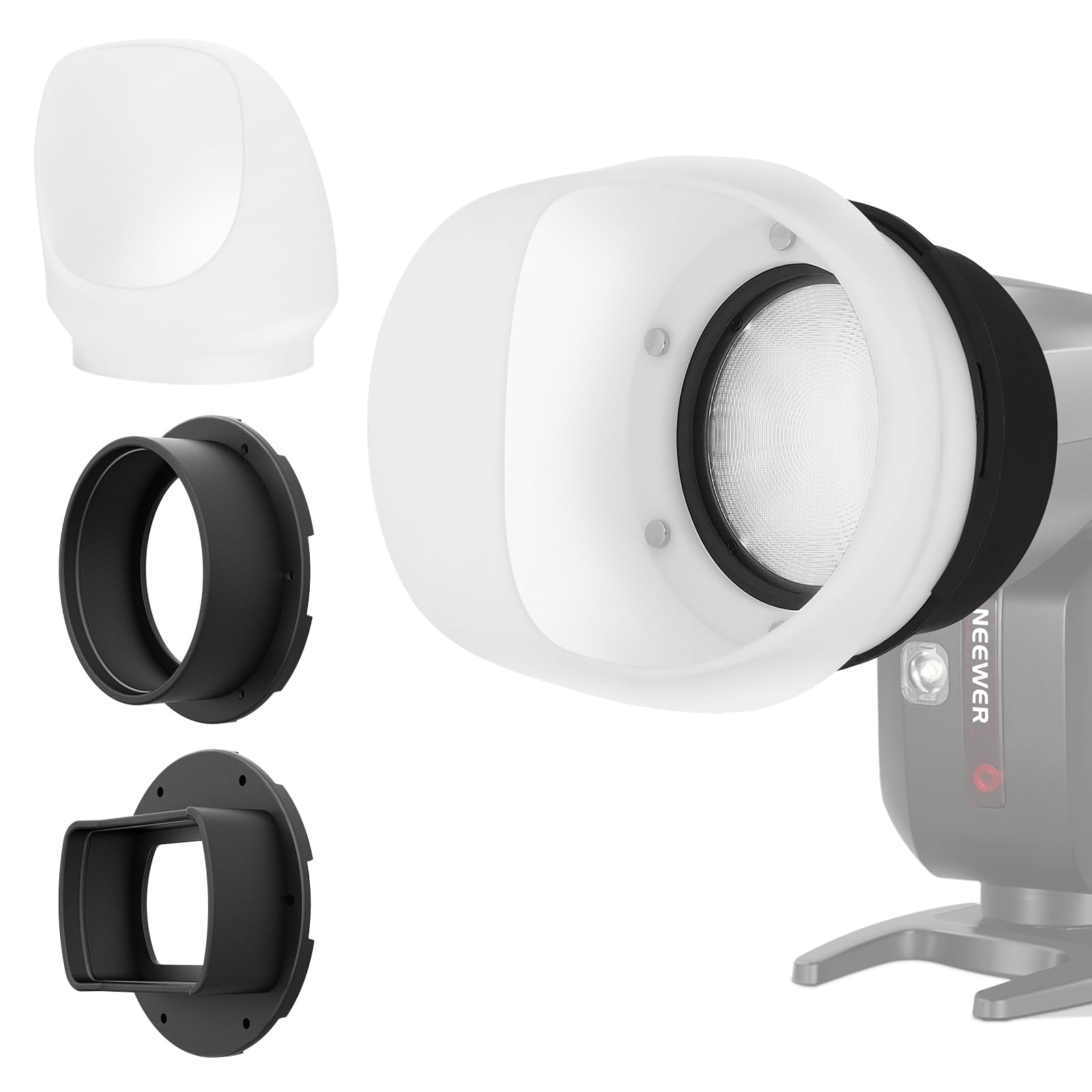 NEEWER Silikonowy reflektor świetlny z dwoma magnetycznymi pierścieniami adapterowymi, modyfikujący światło do NEEWER NW620 NW700 NW760 Z880 Z760 Głowica kwadratowa i Z1 Z2 okrągła głowica Speedlite