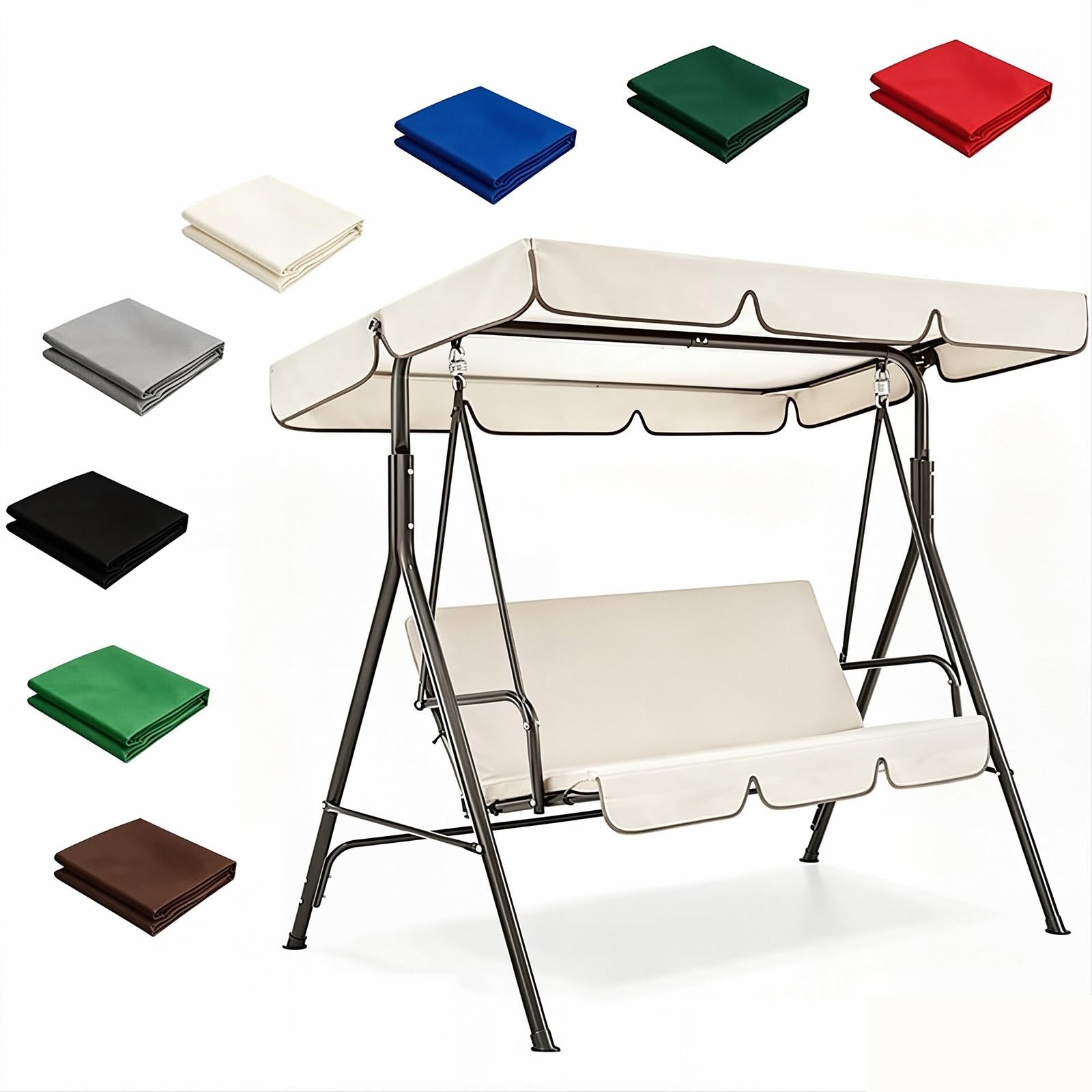 Zhoudong Swing Seat Canopy Cover, Garden Hammock Replacement Cover Rainproof Windproof, Outdoor Patio Sunshade Replacement Top Canopy for 2/3 Seater Swing(Beige,76.7x49.2in)