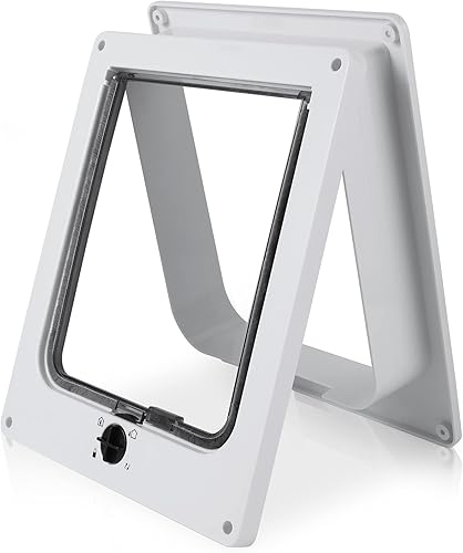Miniatura 6 de Sailnovo Puerta de gato (tamaño exterior 9.25 x 10.62 pulgadas), bloqueo giratorio de 4 vías para puerta interior exterior, silenciosa, material