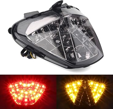 Three T Rear Brake Taillight Lamp Integrated Turn Signal Indicators for HONDA CBR300R 2014-2019, CB300F 2015-2018, CBR250R 2011-2013, Smoke Lens