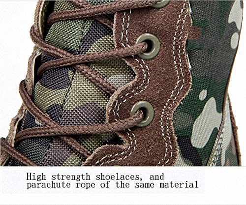 Tebapi Men Military Tactical Boots Backpacking Outdoor Hiking Camping Climbing Trekking Camouflage Ankle Boot Army Shoes Combat Waterproof Side Zipper Green 9 #TOP6