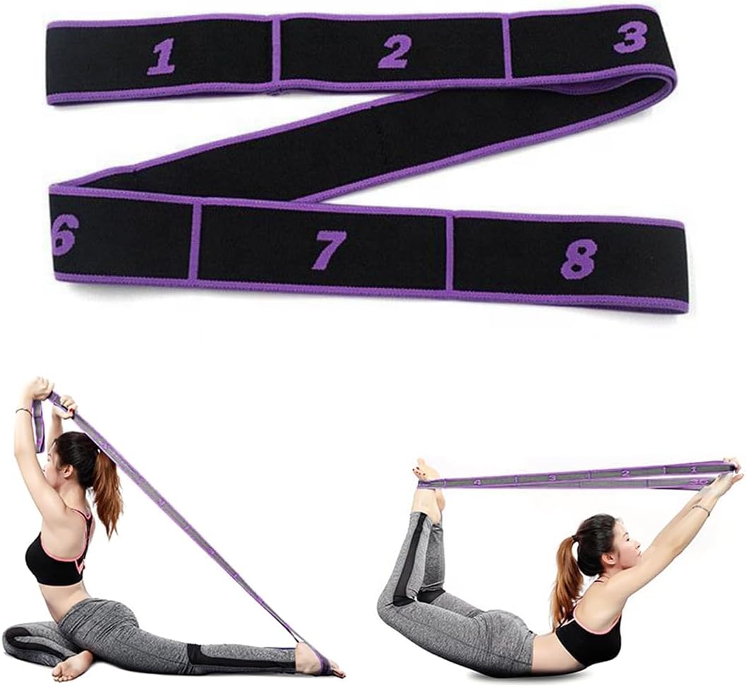 Sangle de Yoga, Band D'étirement de Yoga avec 8 Boucles, Band Elastique Sport, Yoga Stretch Bandes, Jambes Ceinture D'étirement des Ligaments, Sangle de Yoga Elastique pour Yoga, Fitness, Pilates