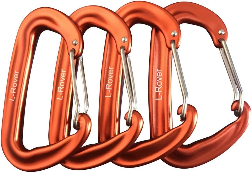 L-Rover Carabiner,12KN Lightweight Heavy Duty Carabiner Clips,Aluminium Wiregate Caribeaners for Hammocks,Camping, Key Chains, Outdoor and Gym etc,Hiking & Utility