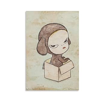 Amazon.co.jp: 奈良美智「段ボール箱人形」かわいい漫画絵画