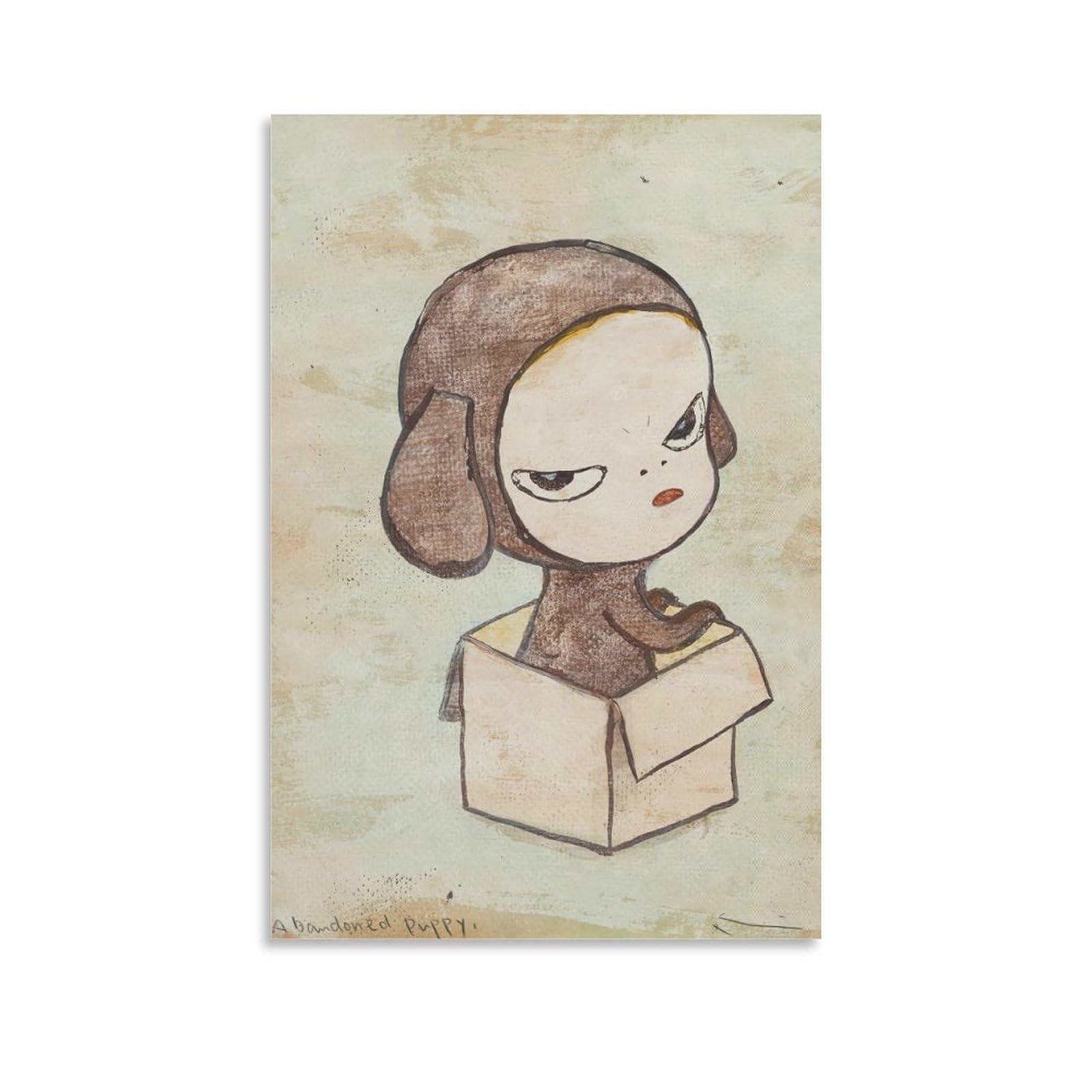 Amazon.co.jp: 奈良美智「段ボール箱人形」かわいい漫画絵画アート装飾