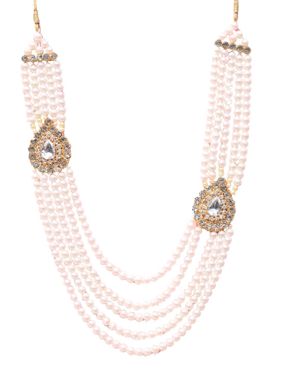 OneStoreIndia Handmade Groom Necklace Sherwani Dhula Mala With Pearls, Stone & Studded AD(American Diamond) Necklace Jewellery For Men/Groom 7861-image-33