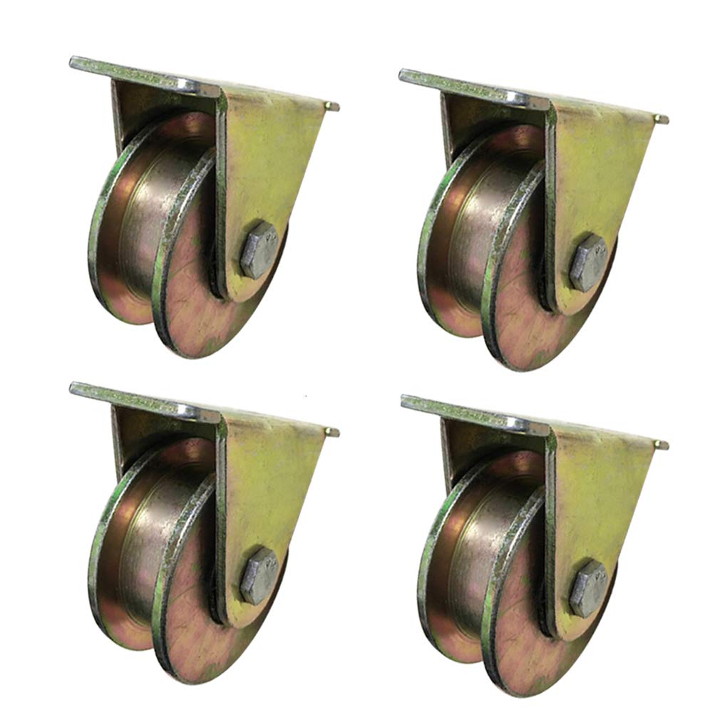 Buy 4 H-Groove Steel Caster Wheel,Heavy Duty Rigid Wheels,Directional ...