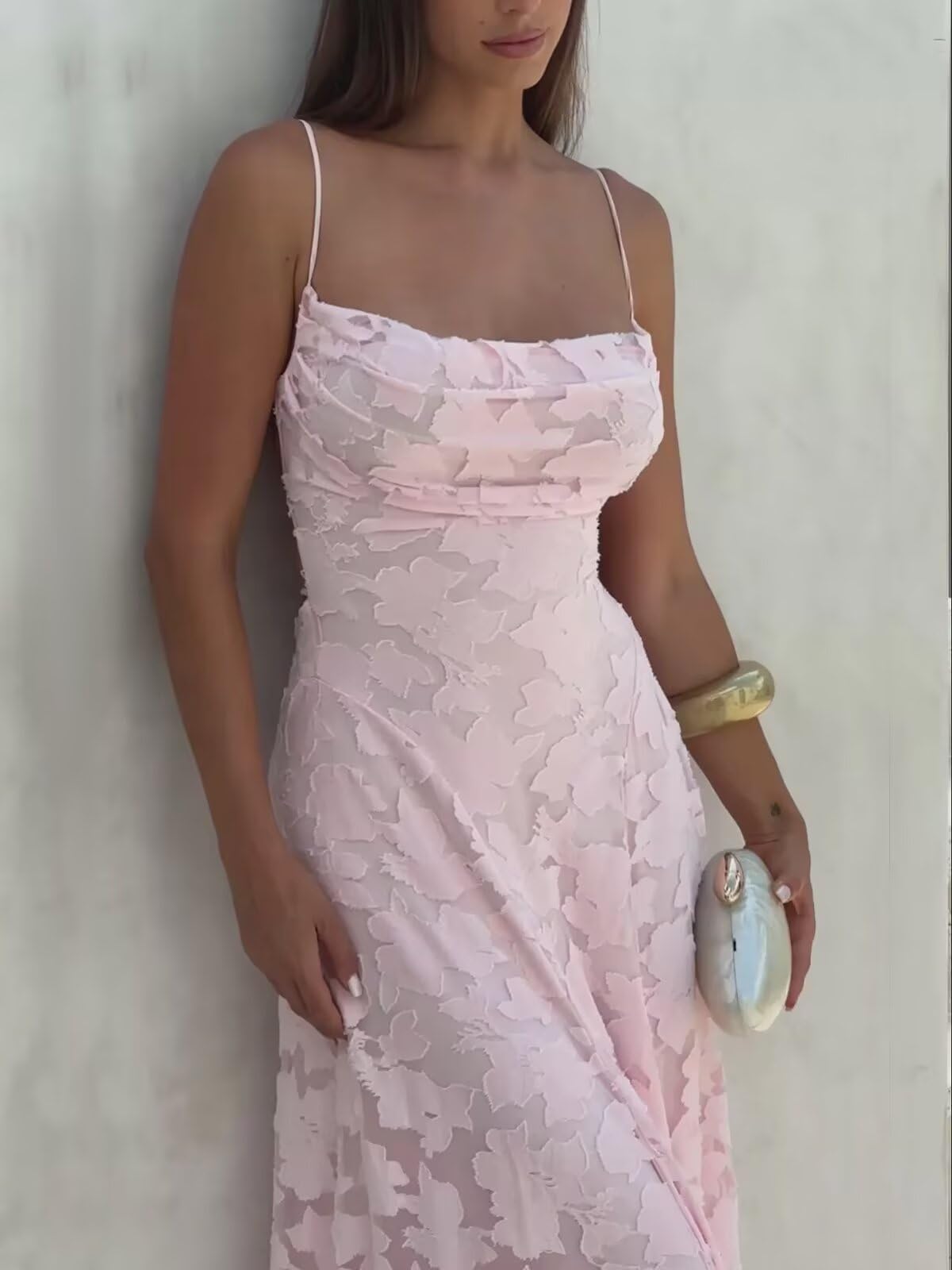 Damen Floral Spaghettiträgern Abendkleider Lang - A Linie Brautjungfernkleider Formelle Ballkleider Für Hochzeiten