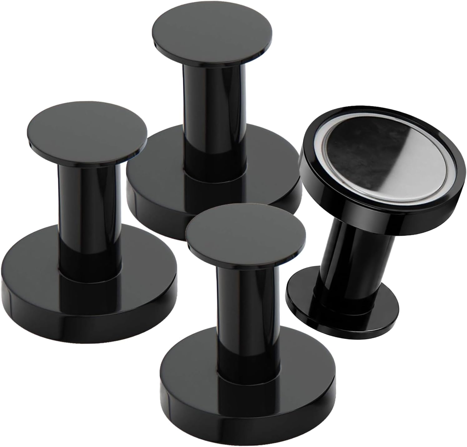 Mavoro Strong Magnetic Coat Hooks | Heavy Duty | Push-Pin | Black | 4-Pack