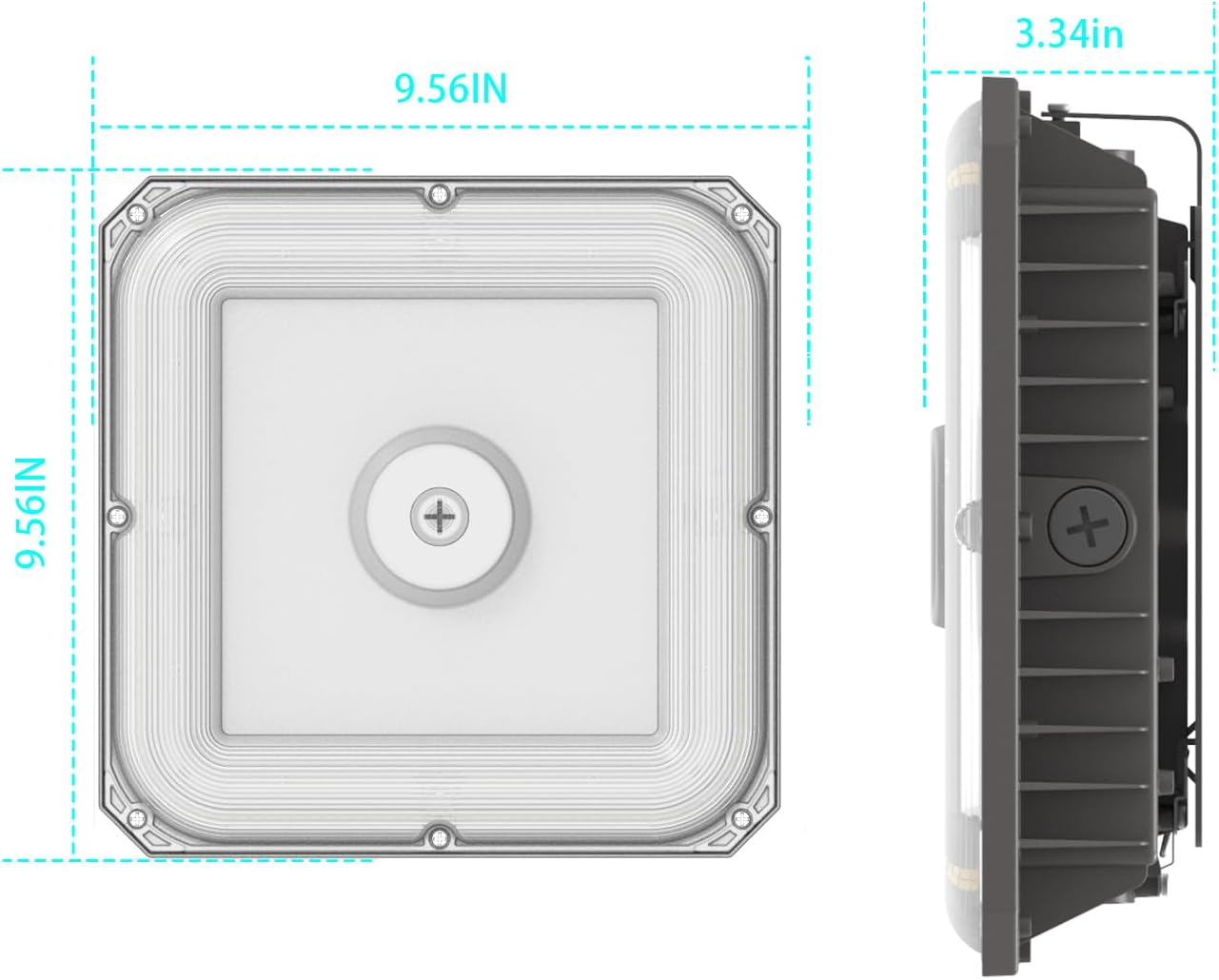 LED Canopy Lights Outdoor, with Selectable Wattage (100/80/60W) and CCT,IP65 Waterproof, for Carport, Gas Station, Tunnel, Warehouse, Inner Parkinglot,Shop Lights 10 * 10 (100W-1P)