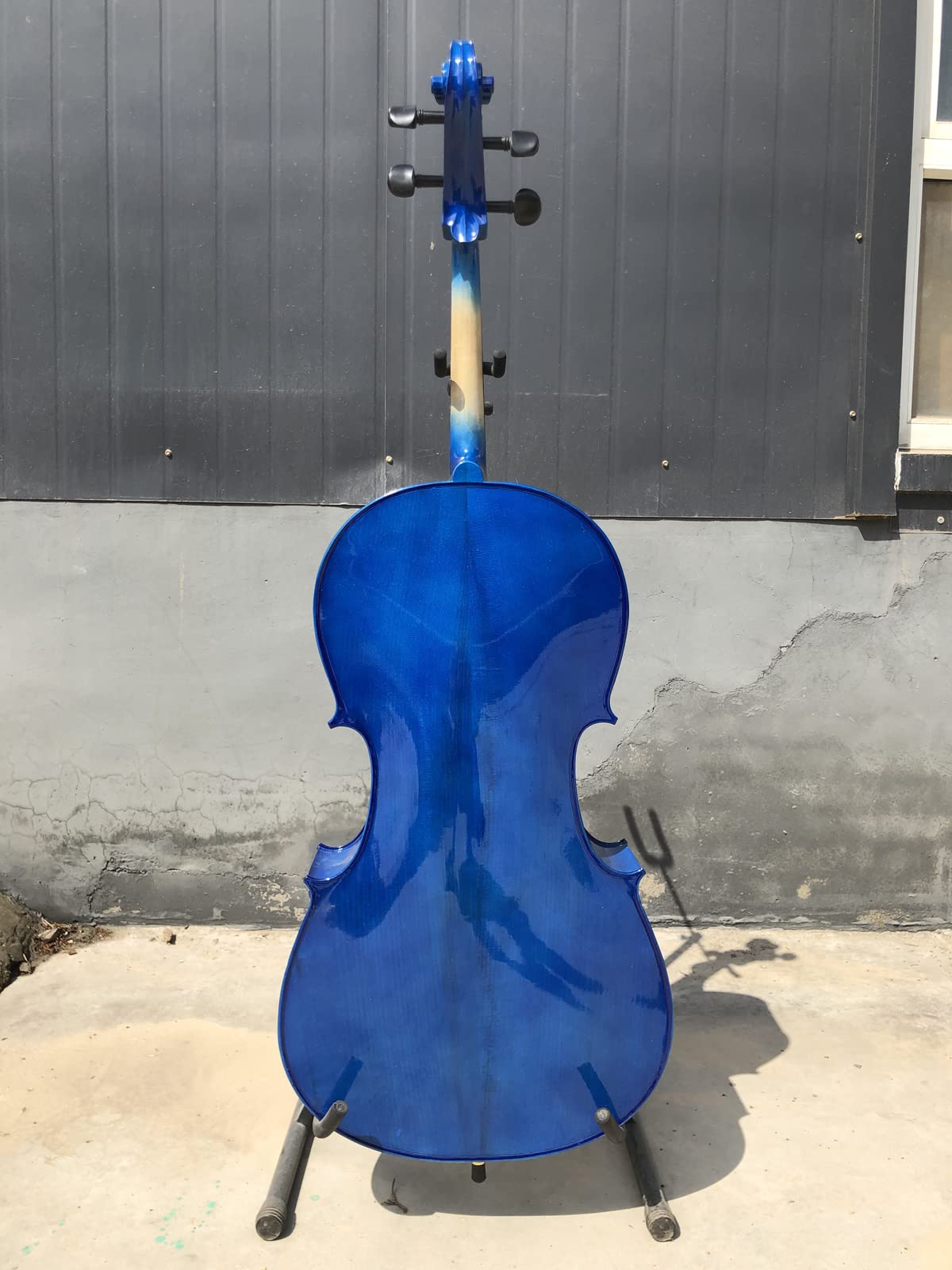 Violonchelo acústico eléctrico 4/4 madera de pícea de arce macizo accesorios de ébano sonido dulce con arco de bolsa de violonchelo (azul)
