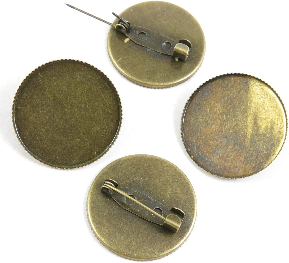 210 PCS Jewelry Making Pin Backs Ancient Antique Bronze Fashion Jewelry Making Crafting Charms Findings Bulk for Bracelet Necklace Pendant A04340 Pinback Cabochon Setting Brooch 25mm
