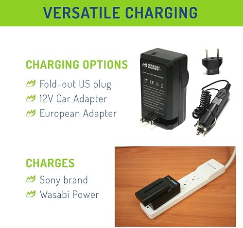 Miniatura 5 de Wasabi Power Batería (paquete de 2) y cargador para Sony NP-F330, NP-F530, NP-F550, NP-F570 (Serie L) y CN-160, CN-216, CN126 Series y Atomos Ninja