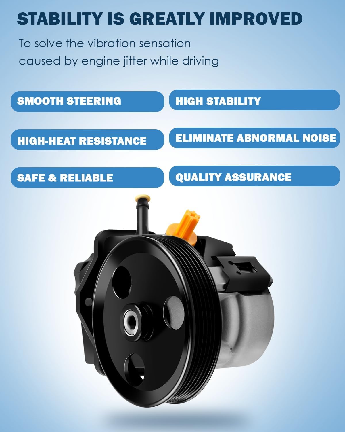 ECCPP Power Steering Pump with Pulley & Reservoir for Chevrolet Impala V6 3.5L Flex Sedan 2006-2011, for Chevy Impala V6 3.5L Petrol Sedan 2006-2010 Power Assist Pump for 20-69989