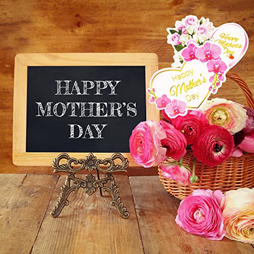 Cotiny 24 Pieces Happy Mother's Day Cake Toppers Heart Flower Cupcake Picks For Mothers Day Theme Party Supplies Cake Decoration, 2 Styles #TOP6